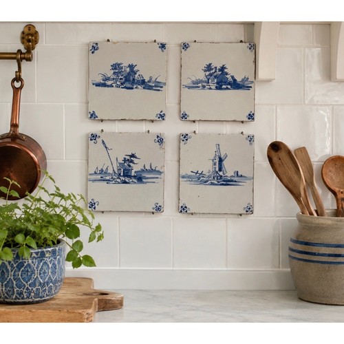 Antique delft tiles - antique, hand